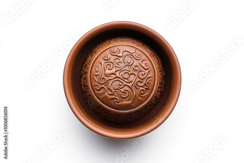 Clay Yixing Teacup with Intricate Carving