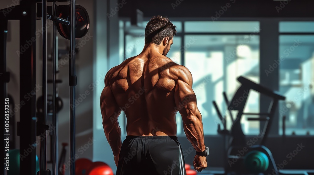 Naklejka premium man in gym, a gym trainer, fitness gym man hd image
