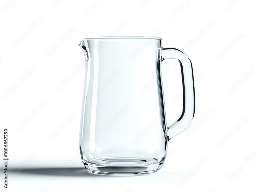 Clear glass pitcher with a contemporary design on white isolated background. Clear glass pitcher with a contemporary design on white isolated background.