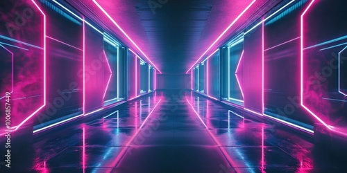 neon corridor with neon lights