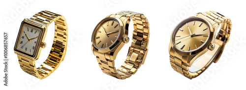 Elegant gold watches on display