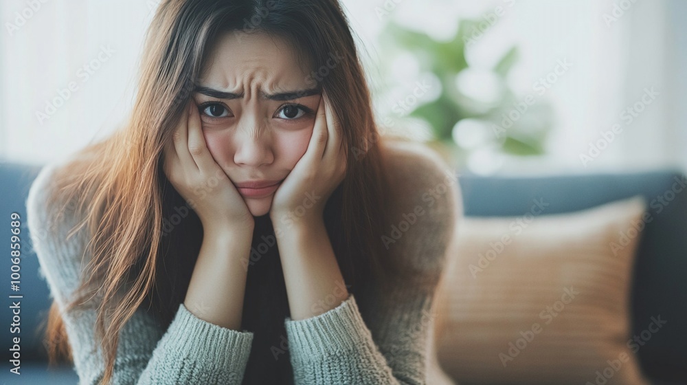 A close-up of a woman crying with her hands covering her face, reflecting deep sadness, emotion, and vulnerability, perfect for conveying feelings of loss, grief, or despair A close-up of a woman crying with her hands covering her face, reflecting deep sadness, emotion, and vulnerability, perfect for conveying feelings of loss, grief, or despair
