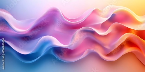 Abstract background with flowing, colorful waves in shades of pink, blue, and orange.