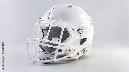 A sleek white football helmet designed for safety and performance in sports.