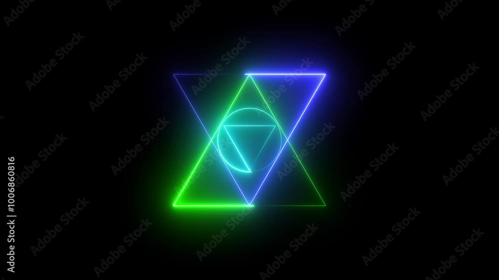 neon light tringle and rectangle animation on dark background modern glowing abstract neon light tringle and rectangle animation on dark background modern glowing abstract