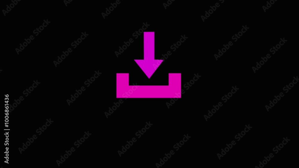 animation of downloading symbol, pink color arrow animation on black background downloading arrow process icon animation of downloading symbol, pink color arrow animation on black background downloading arrow process icon