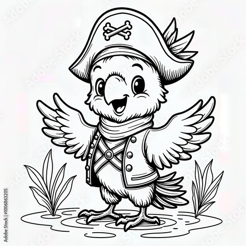 Cute Pirate Bird Coloring Page
