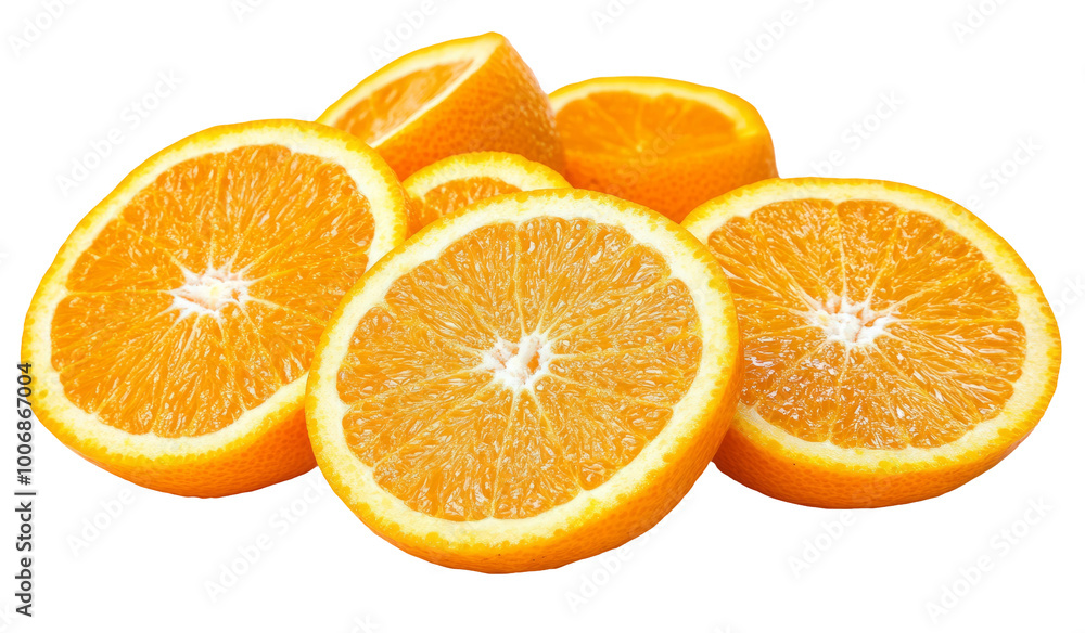 Fresh orange slices on a transparent background Fresh orange slices on a transparent background