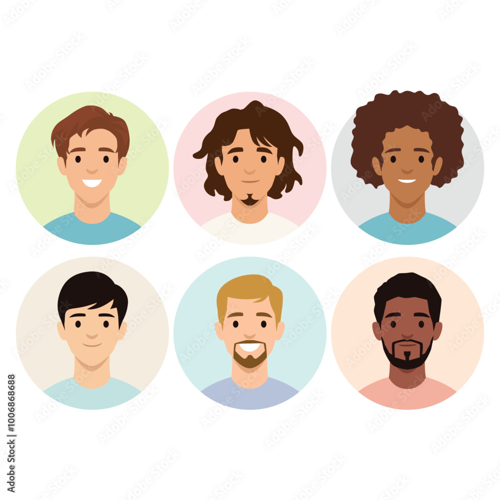 Team Avatar Concept. Diverse business men icons. Flat vector illustration isolated on white background Team Avatar Concept. Diverse business men icons. Flat vector illustration isolated on white background