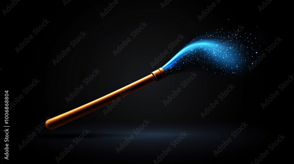 Magical Blue Wand on Dark Background Magical Blue Wand on Dark Background
