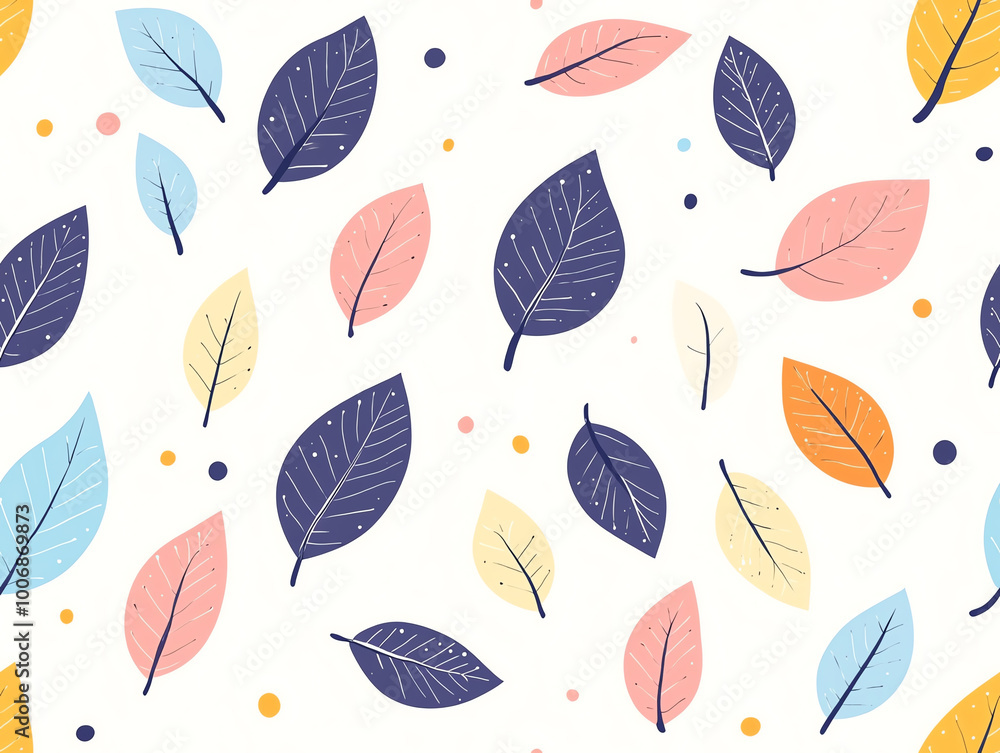 Colorful leaves pattern on a white background, creating a vibrant and fresh look. Colorful leaves pattern on a white background, creating a vibrant and fresh look.