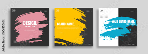 posts on social media vector illustration. Stylish graphics templates posts. dynamic abstractions typography photo. modern art paint and brush stains, fitness subjects gym. design frame post Template