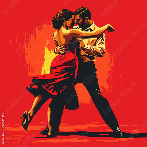 Couples dancing tango. dance figures. vector illustration, Man and woman dancing with each other, vector cartoon