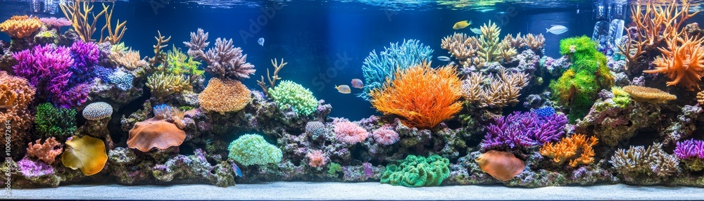 Fototapeta premium Colorful Coral Reef Aquarium with Fish