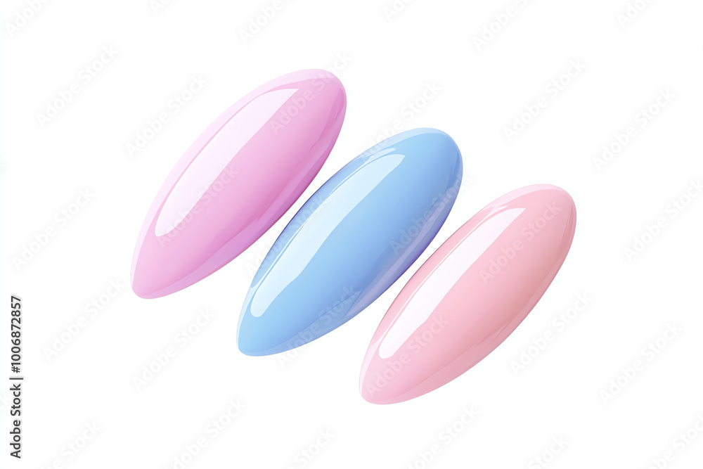 Colorful nail art tips, glossy finish, white isolated background. Colorful nail art tips, glossy finish, white isolated background.