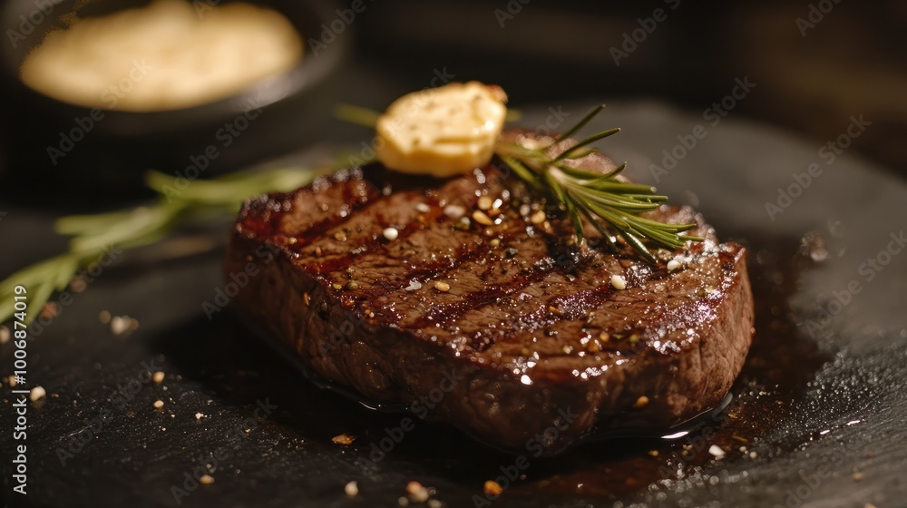 Exquisitely Char Grilled Plant Based Steak with Aromatic Rosemary and Vegan Garlic Butter Sauce Exquisitely Char Grilled Plant Based Steak with Aromatic Rosemary and Vegan Garlic Butter Sauce