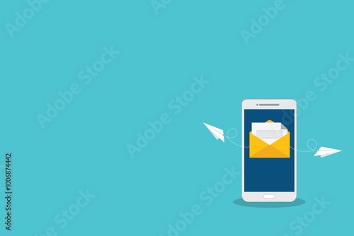 Newsletter. Illustration of email marketing. subscription to newsletter, news, offers, promotions. a letter and envelope. subscribe, submit. send by mail.	