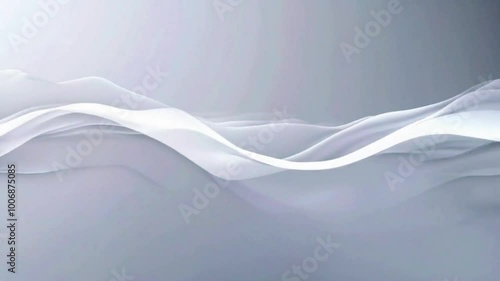 Thin white waves travel elegantly over a sleek grey and white color palette, minimalistic, luxurious vibe. smooth motion calm and sophistication, 4k High-Quality Minimalist Luxury Background Video