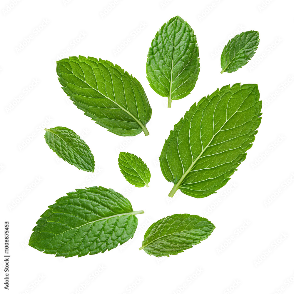 beautiful mint leaves falling on white background: Image for cutting or blending beautiful mint leaves falling on white background: Image for cutting or blending
