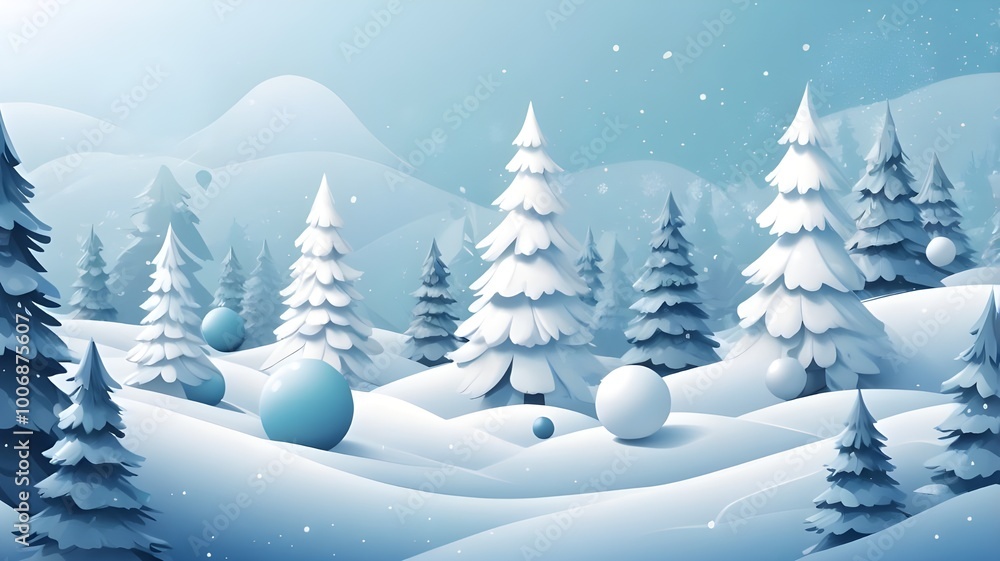 Naklejka premium winter landscape with trees