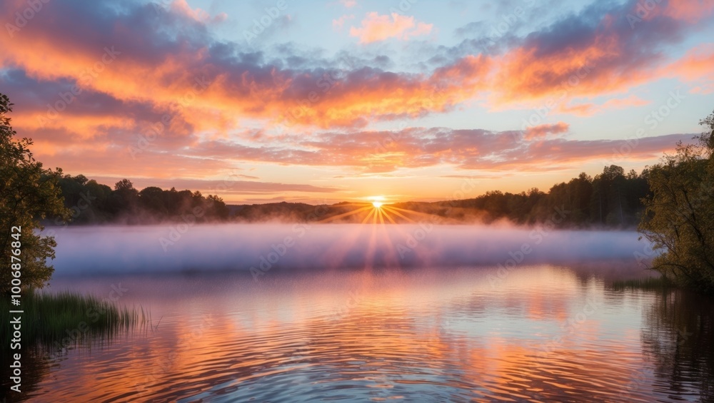 landscape nature image sunrise over the lake. landscape nature image sunrise over the lake.