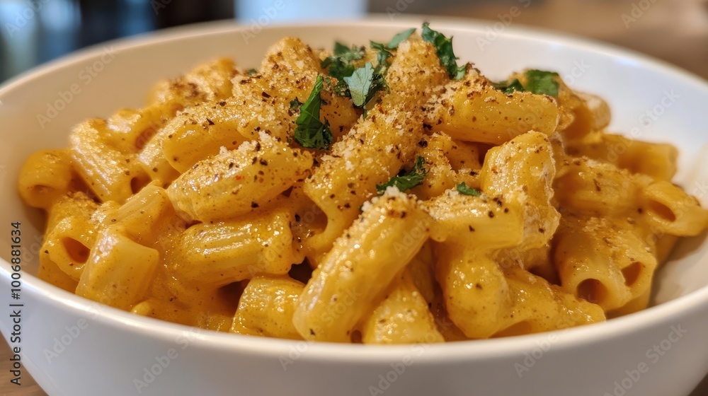 vegan mac and cheese in a white bowl vegan mac and cheese in a white bowl