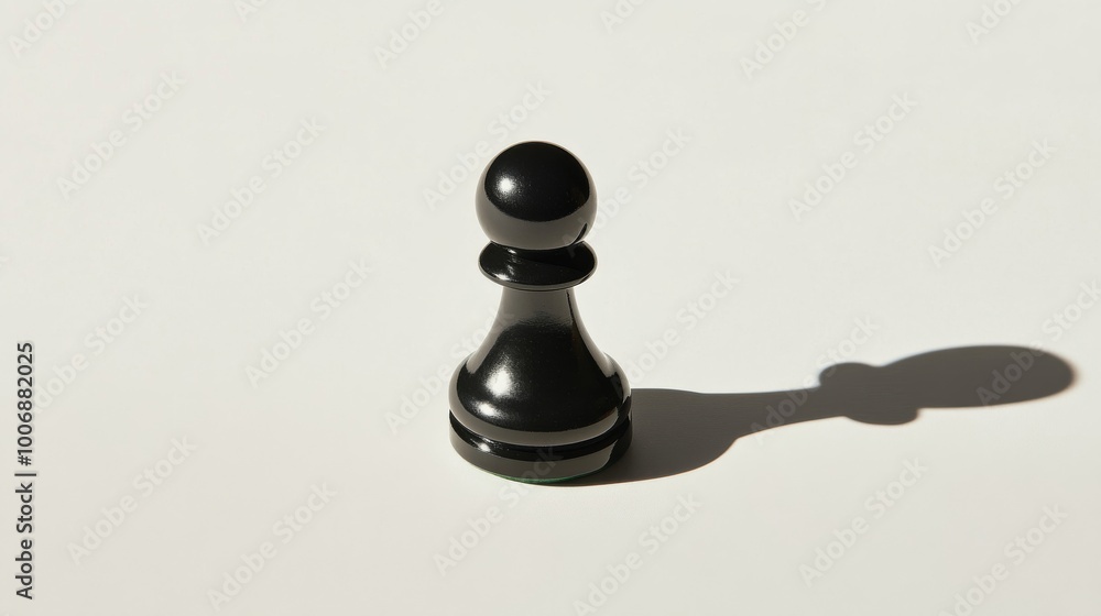 Single Black Chess Pawn Stands Alone on White Studio Background, Symbolizing Potential Single Black Chess Pawn Stands Alone on White Studio Background, Symbolizing Potential