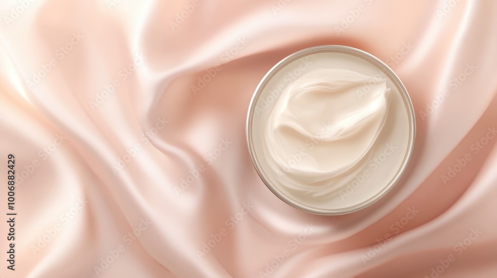 A bird's eye view of a creamy lotion in a realistic vector illustration, emphasizing its soft texture and elegance for beauty product promotion. No logos or people present. A bird's eye view of a creamy lotion in a realistic vector illustration, emphasizing its soft texture and elegance for beauty product promotion. No logos or people present.