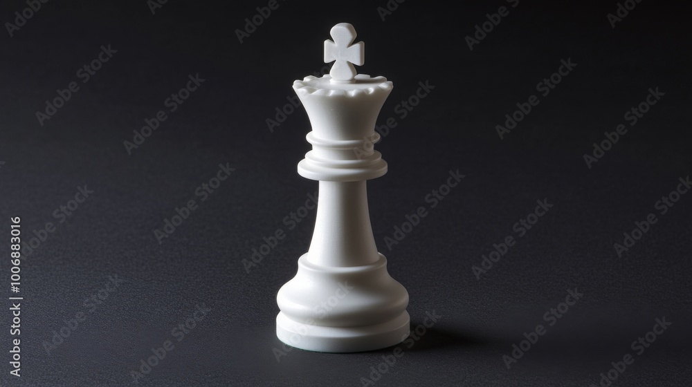 Power and Authority Depicted by White Chess King in Minimalist Studio Setting Power and Authority Depicted by White Chess King in Minimalist Studio Setting