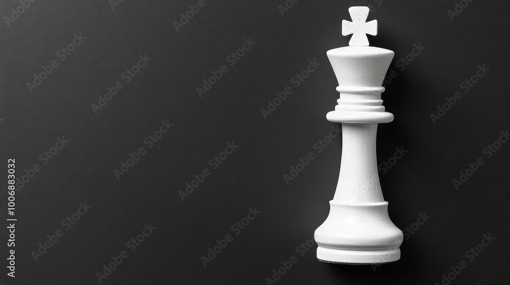 Strategic Decision-Making Symbolized by White Chess King on Black Background Strategic Decision-Making Symbolized by White Chess King on Black Background