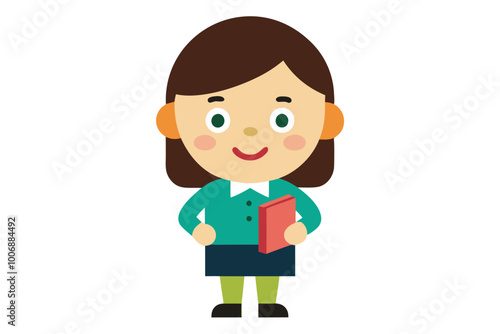 School teacher with book | vector illustration on white background