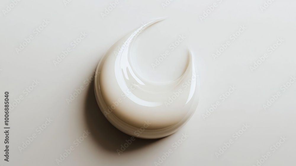 Close-up of the top view of a sample moisturizer with a smooth glossy finish. No logo or text. Simple and elegant white background for a clean look. Close-up of the top view of a sample moisturizer with a smooth glossy finish. No logo or text. Simple and elegant white background for a clean look.