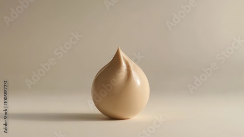 Luxurious foundation cream dollop on a crisp white background, showcasing a velvety, glossy finish. No logos or people for a minimalistic focus.