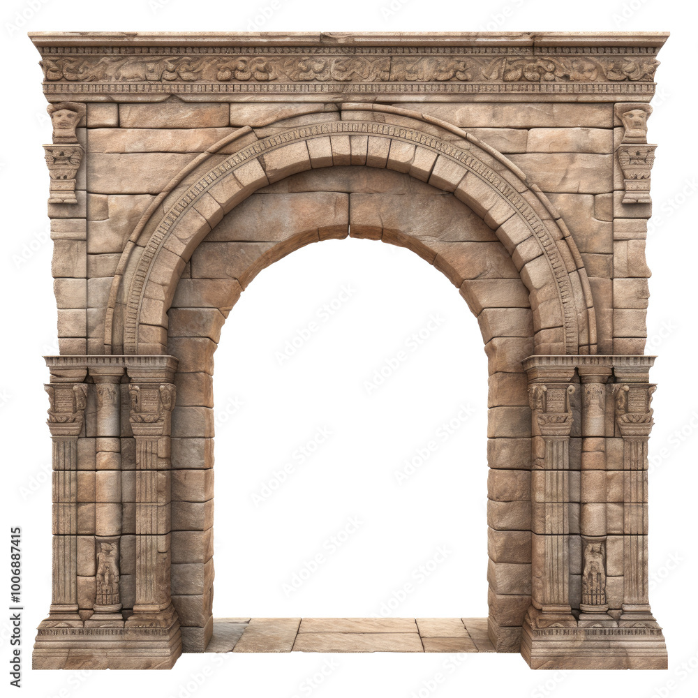 Ancient architectural door on white background Ancient architectural door on white background