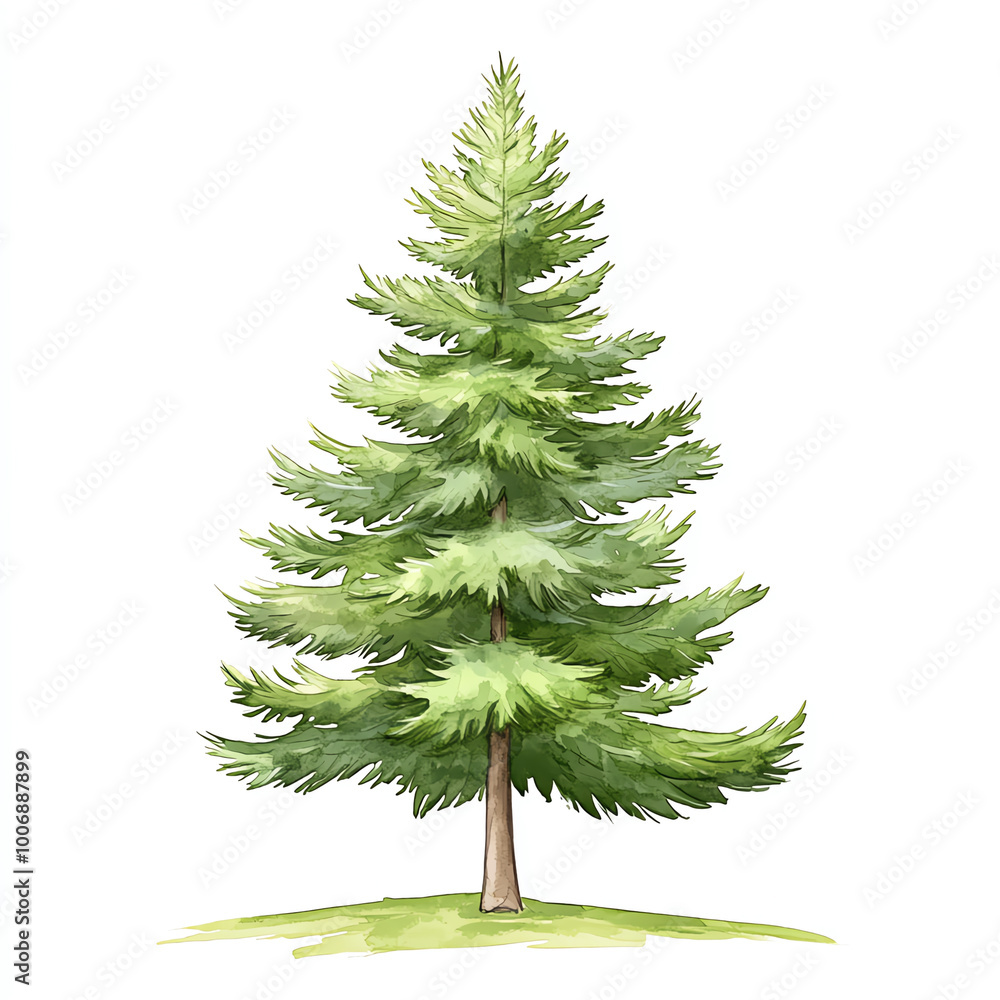 Green pine tree on a white isolated background. Green pine tree on a white isolated background.