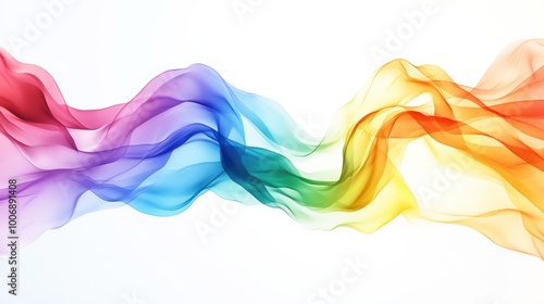 An artistic LGPTQ+ Pride flag depiction with a gradient of rainbow colors blending seamlessly on a stark white background, creating a striking contrast that emphasizes inclusivity and pride