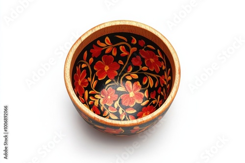 Traditional Russian Hand-Painted Wooden Tea Cup photo