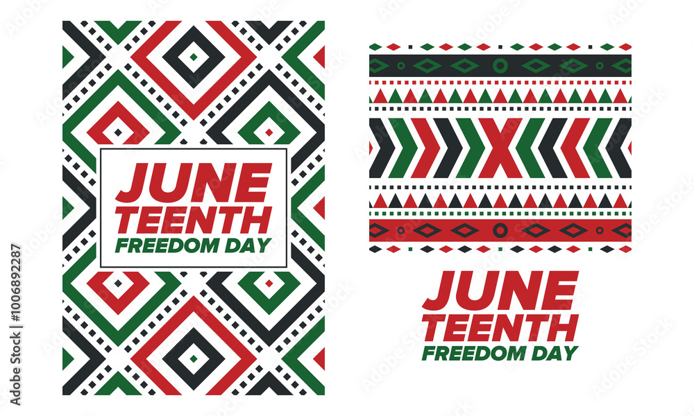 Naklejka premium Juneteenth Independence Day. Freedom or Emancipation day. Annual american holiday, celebrated in June 19. African-American history and heritage. Poster, greeting card, banner and background. Vector