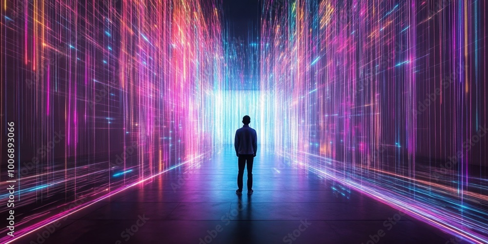 a man standing in a tunnel of light a man standing in a tunnel of light