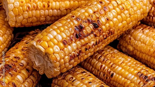 Grilled Corn Pile Freshly Cooked on the Grill
