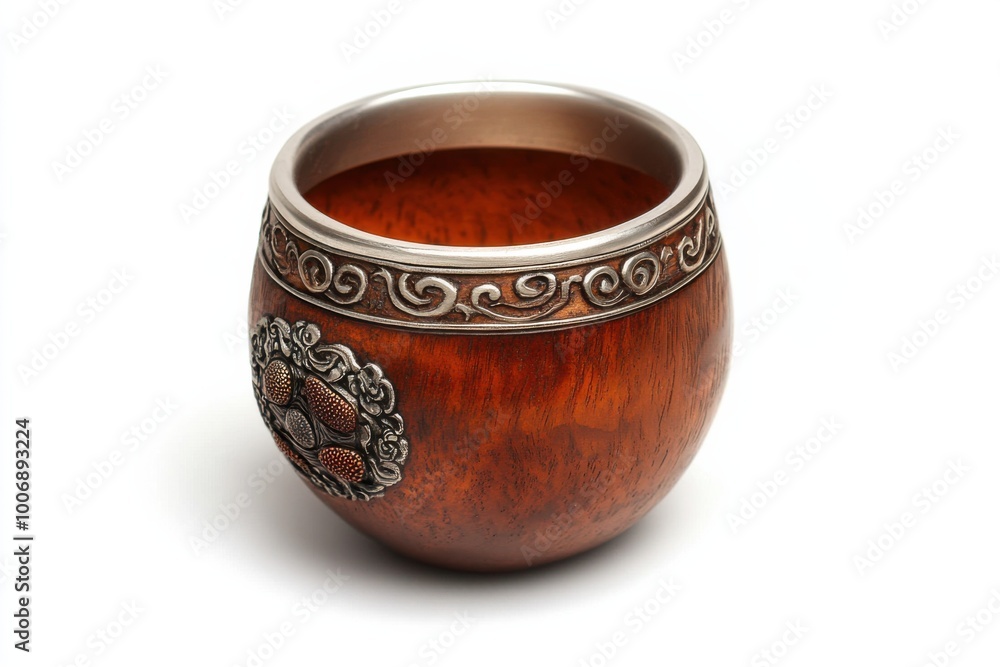 Traditional Tibetan Wooden Tea Cup with Silver Lining Traditional Tibetan Wooden Tea Cup with Silver Lining