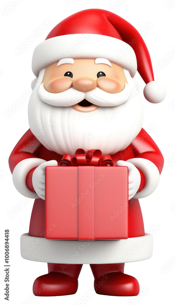 Obraz premium PNG 3d cute Santa carry a Christmas gift box