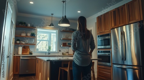 Buyers inspection kitchen during viewing