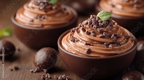 Delicious Chocolate Mousse Dessert with Chocolate Shavings