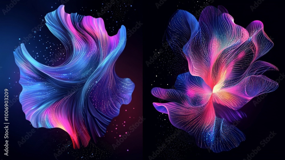 Obraz premium Mesmerizing Celestial Betta Fish Flowing in Cosmic Space