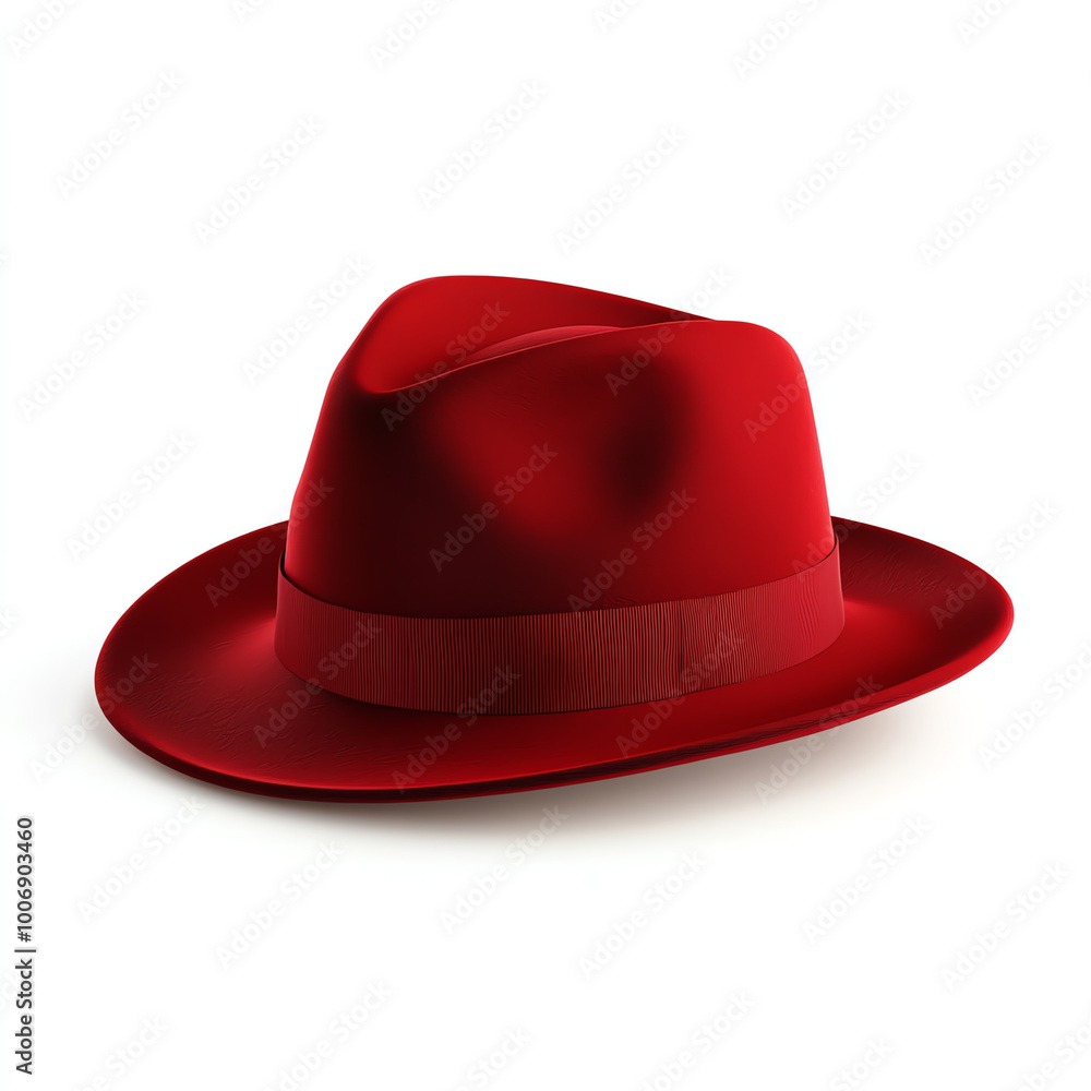 Red fedora hat on white isolate background Red fedora hat on white isolate background