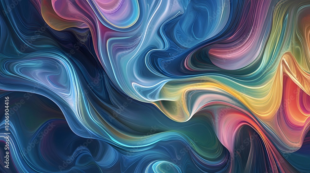A holographic pattern of swirling liquid with multiple colors, creating an abstract and dynamic visual effect A holographic pattern of swirling liquid with multiple colors, creating an abstract and dynamic visual effect