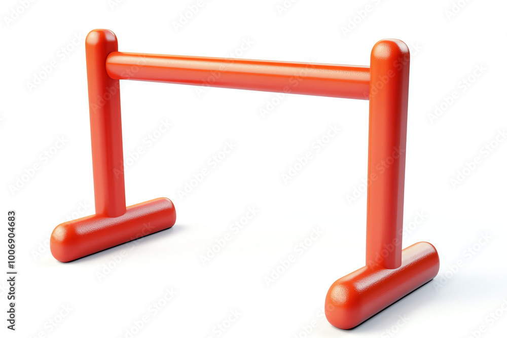 Red training hurdle, white isolated background. Red training hurdle, white isolated background.