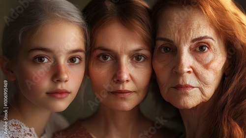 mother, daughter and grandmother, three generations generative ai photo