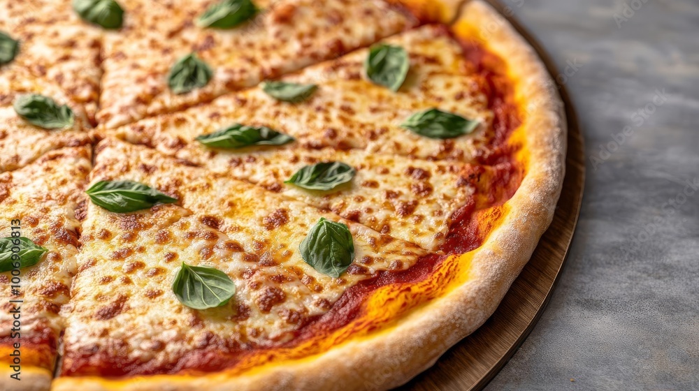 Margarita pizza fresh out of oven, crispy crust, 3D illustration